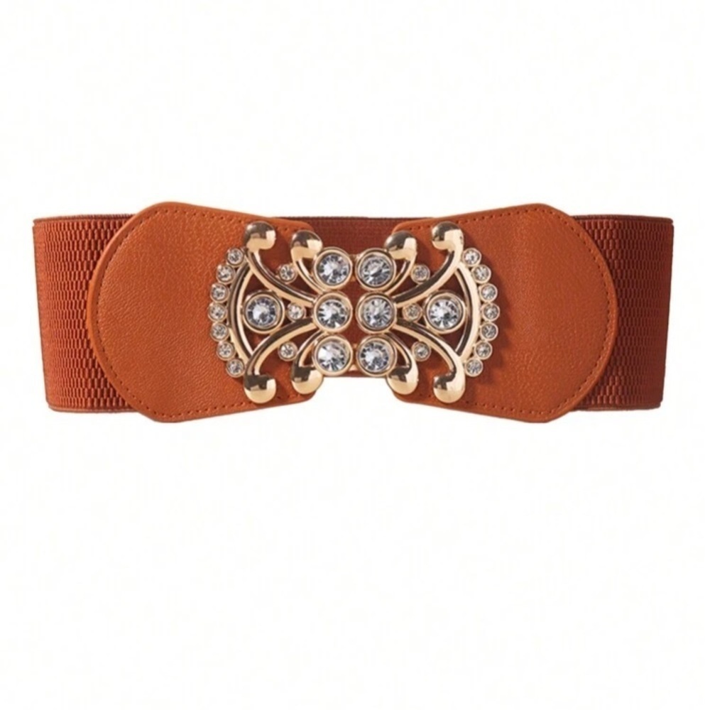 02 - Woman🍀, large waistband elastic .luxury rhinestone belt.